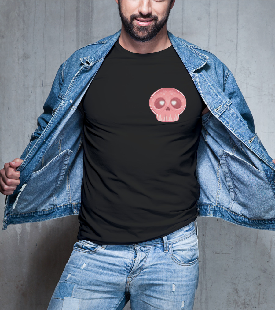 LukeIs Deaddd Pink Heart-Eyed Skull T-Shirt