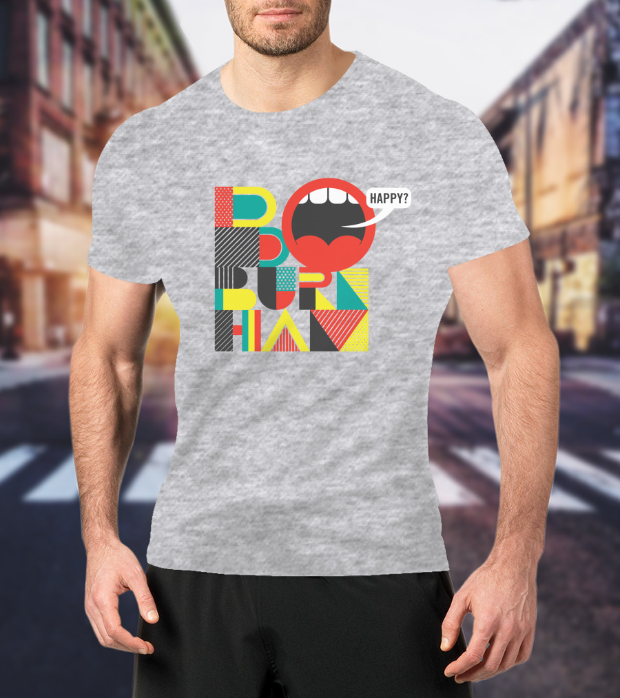 Bo Burnham Happy Mouth Pattern Text T-Shirt