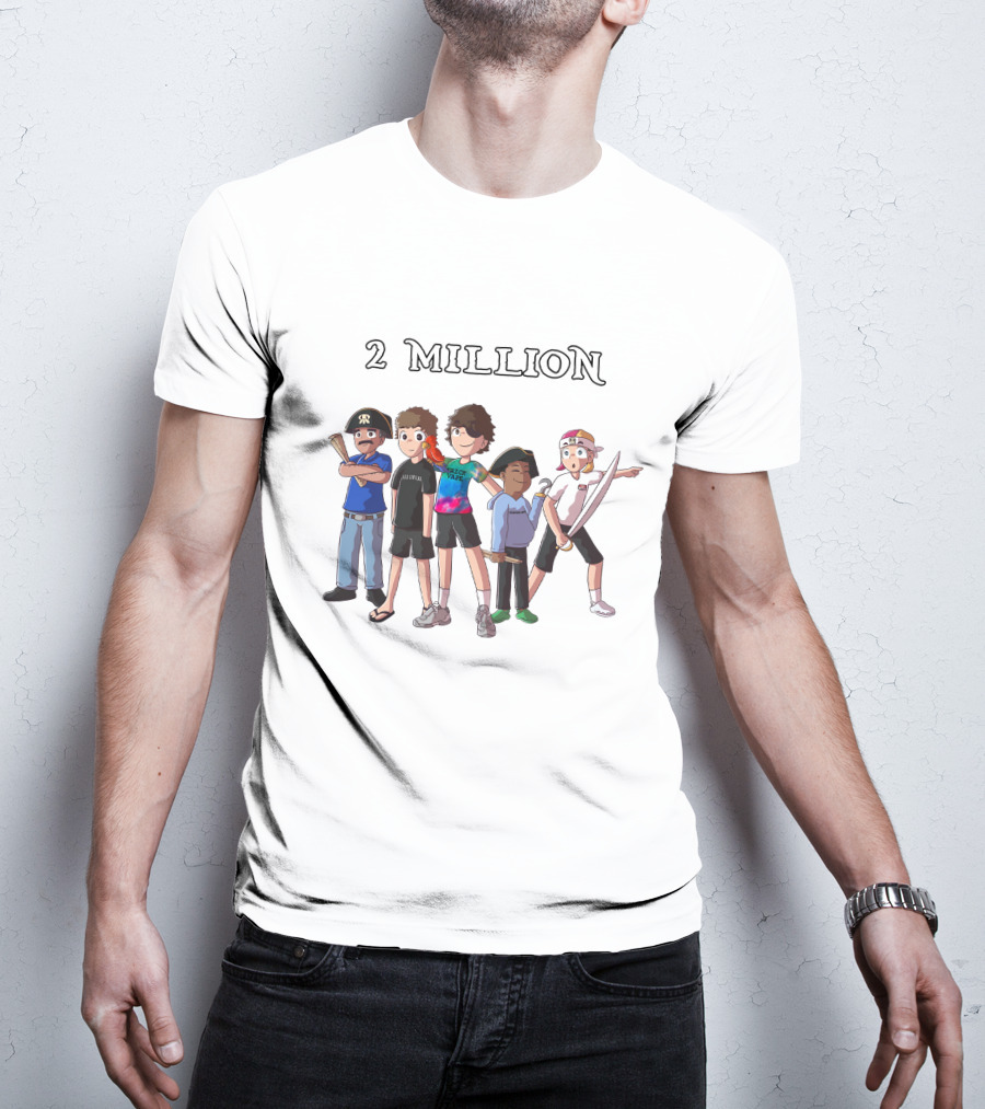 2 Million Subscribers Baylen Levine Celebrate With Animated Characters T-Shirt