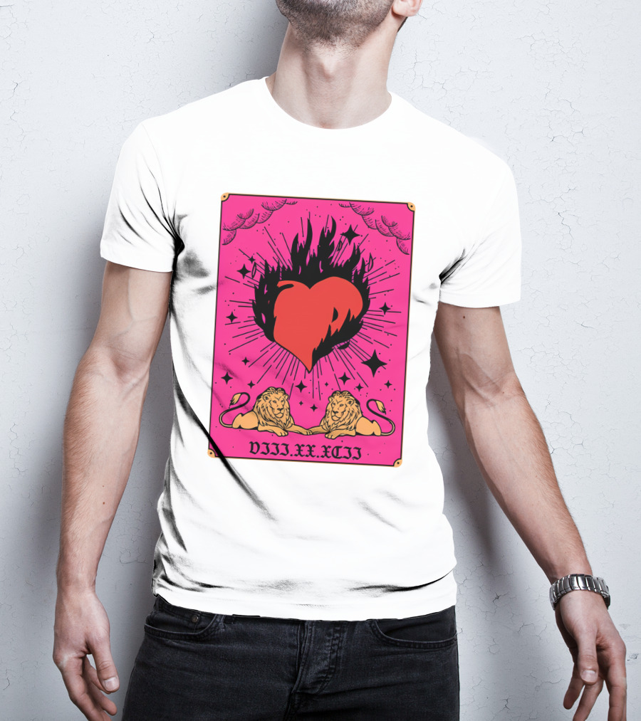 Demi Lovato Burning Heart Pink Lions VIII.XX.XCII T-Shirt