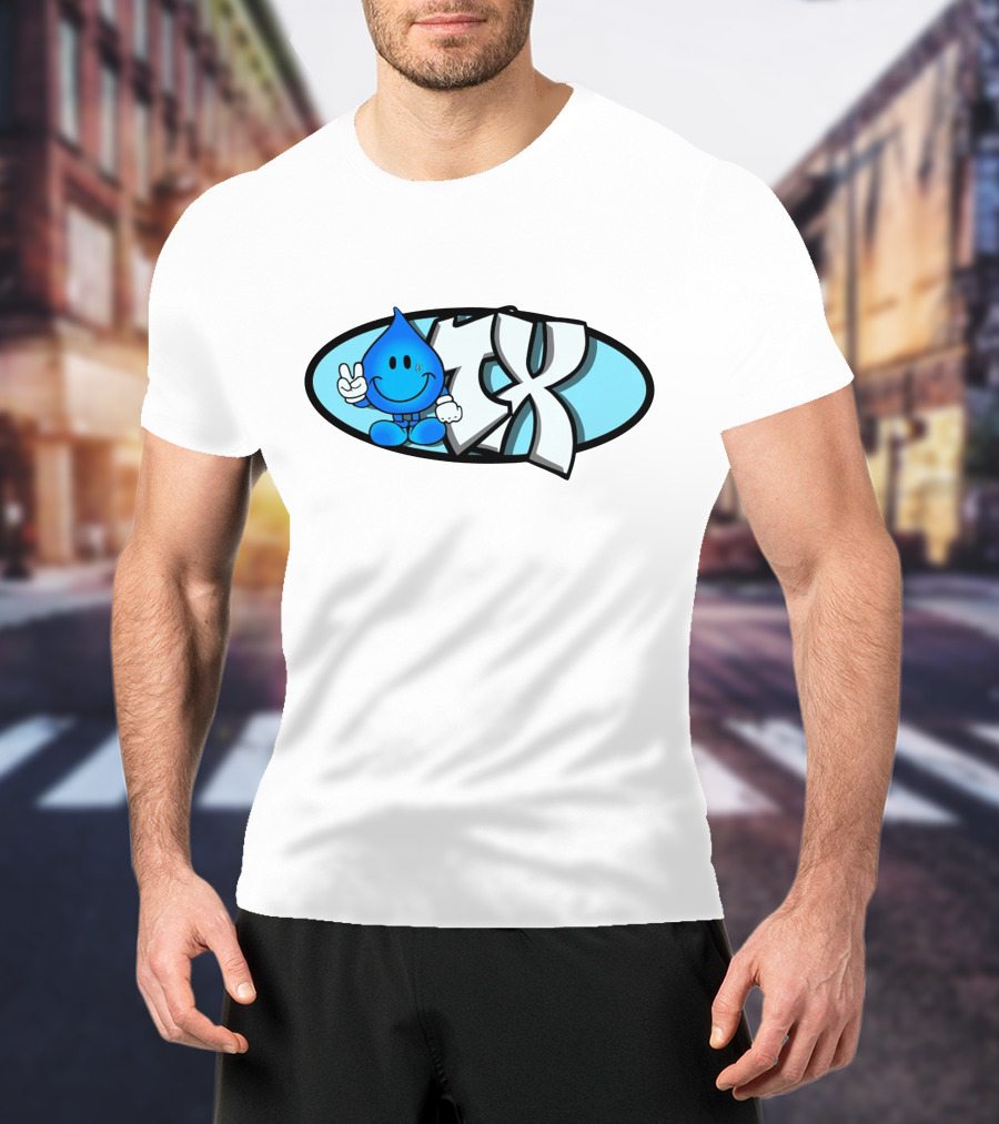 Ohgeesy 4X Blue Drip Smiling Character Peace Sign T-Shirt