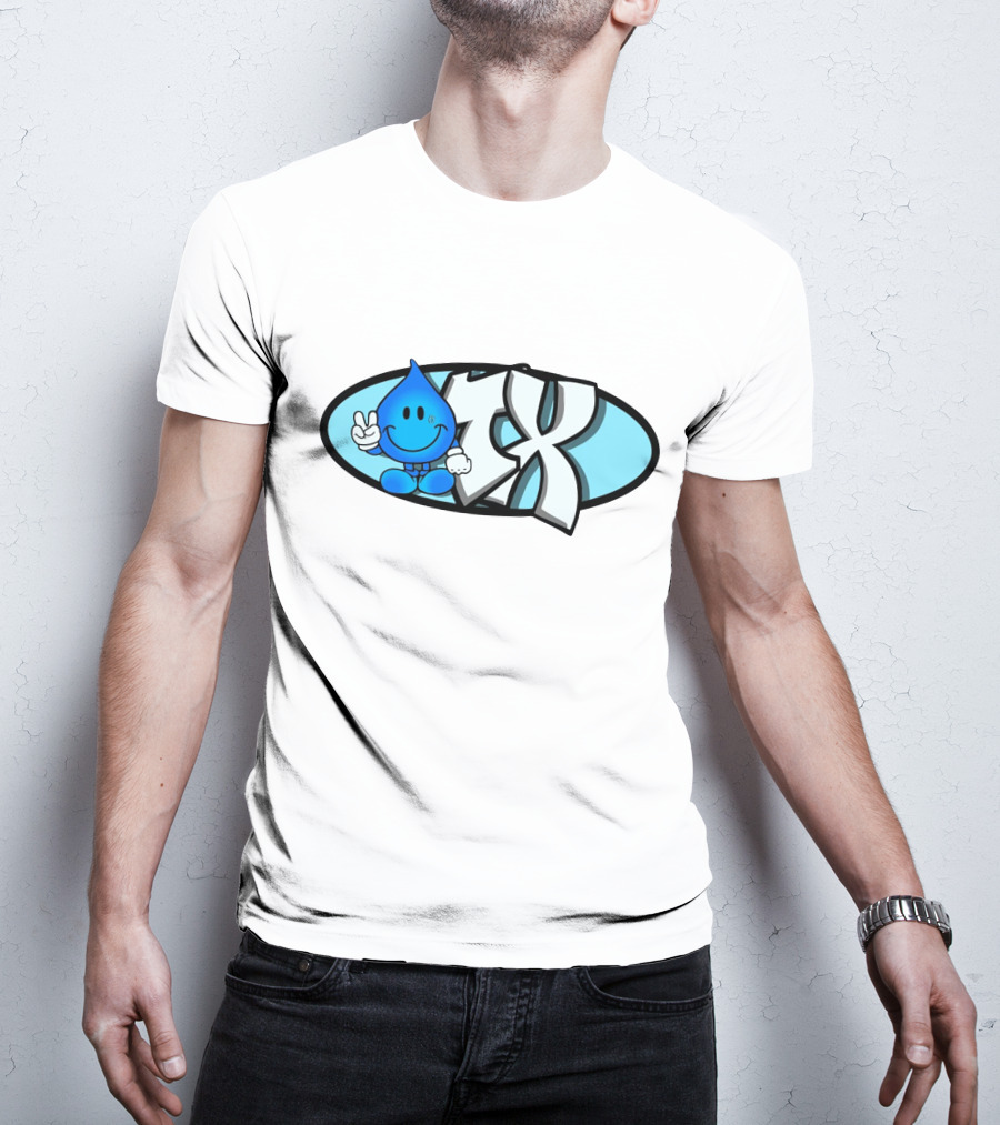 Geezy Industreetz Geezy World HX Logo With Blue Drop Cartoon Character T-Shirt