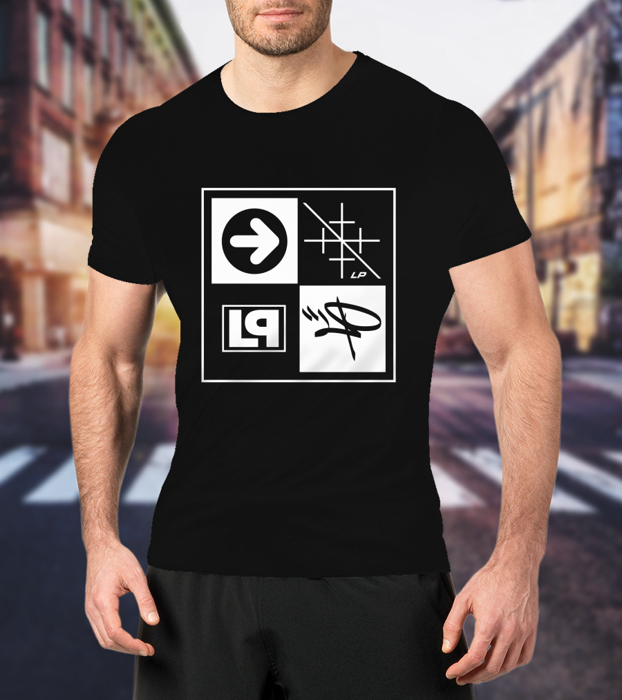 Linkin Park Merch HT20 Box Logo Arrow Grid LP Symbol Quadrant T-Shirt