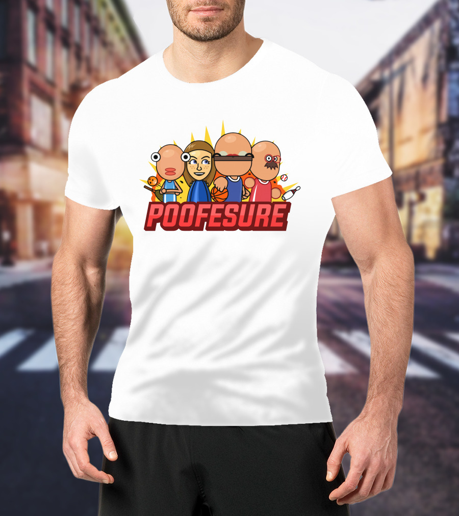 Poofesure Cartoon Characters Baseball Bowling Basketball Gaming Collection T-Shirt