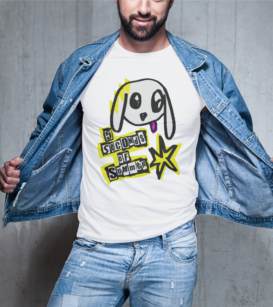 5 Seconds Of Summer 5SOS Merch Anarchy Dog With Star Punk T-Shirt