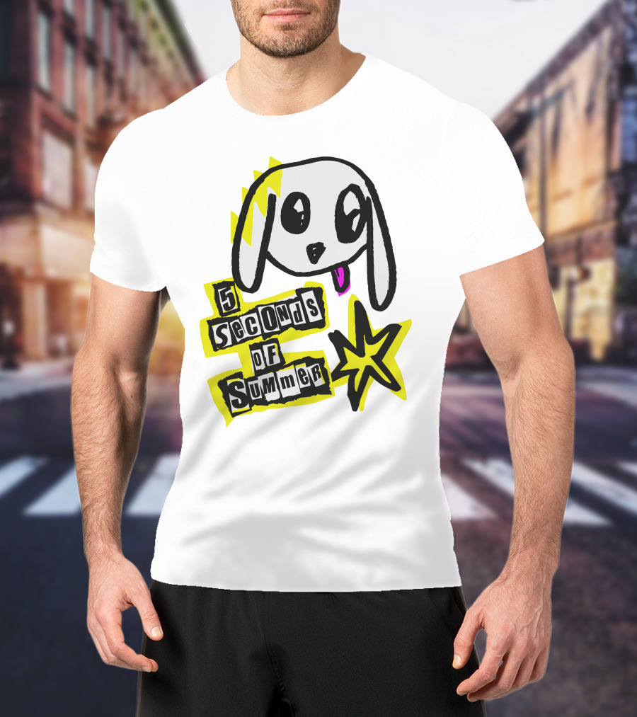 5 Seconds Of Summer Bunny Drawing With Star And Text T-Shirt