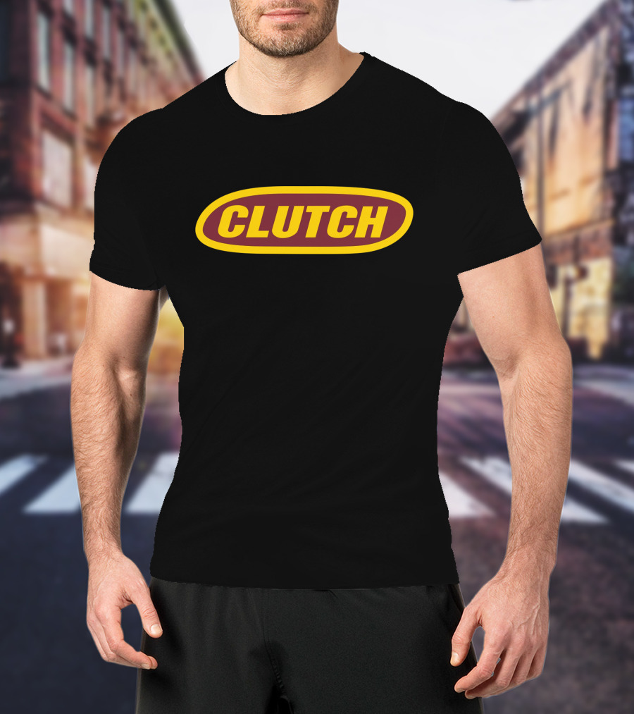 Shop Clutch Merch Store Clutch Logo Design Bold Oval Emblem T-Shirt