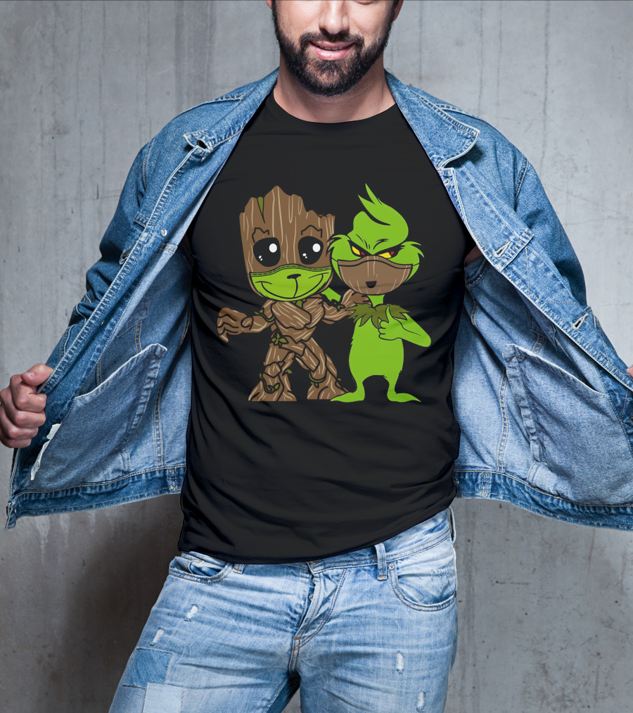 Groot Meets The Grinch Crossover Character Mashup T-Shirt