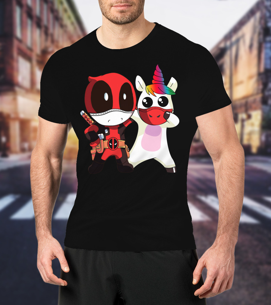 Deadpool Unicorn Rainbow Masked Duo Adventure T-Shirt