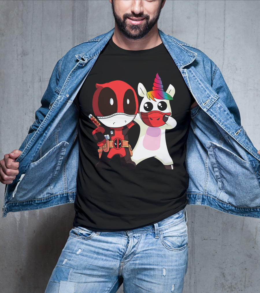 Deadpool Unicorn Rainbow Masked Duo Adventure T-Shirt