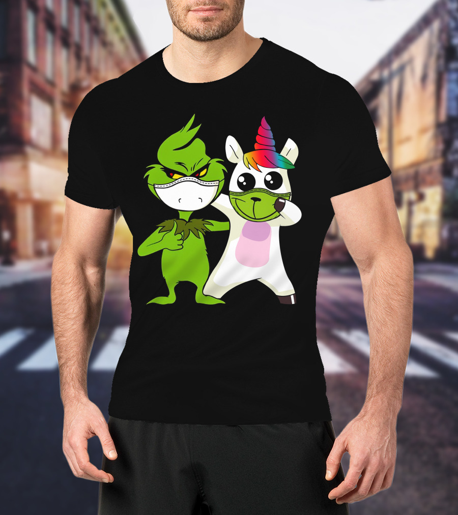 Grinch Unicorn Masked Duo Hugging Cute T-Shirt