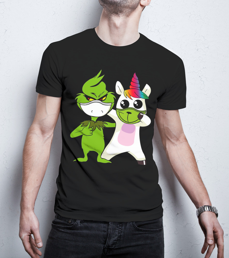 Grinch Unicorn Masked Duo Hugging Cute T-Shirt