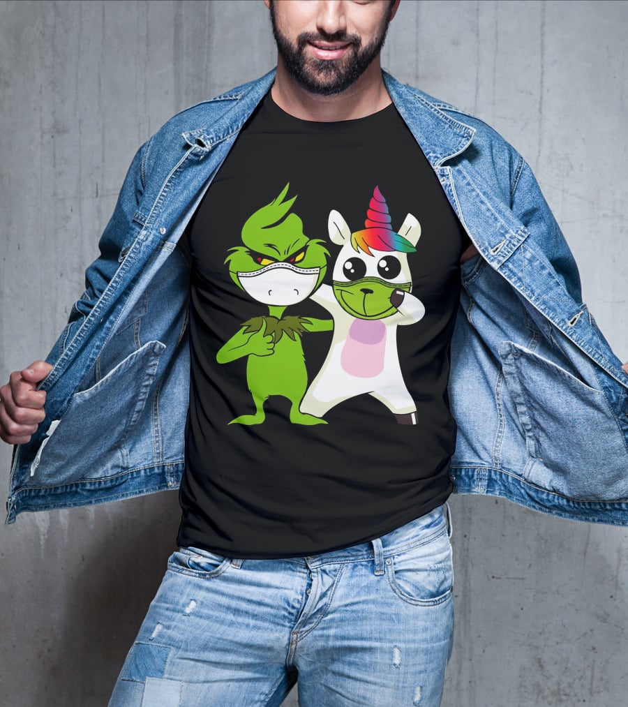Grinch Unicorn Masked Duo Hugging Cute T-Shirt