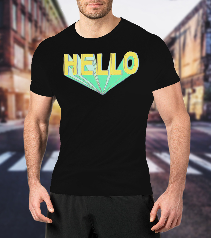 Shubble Hello Geometric 3D Text Merch T-Shirt