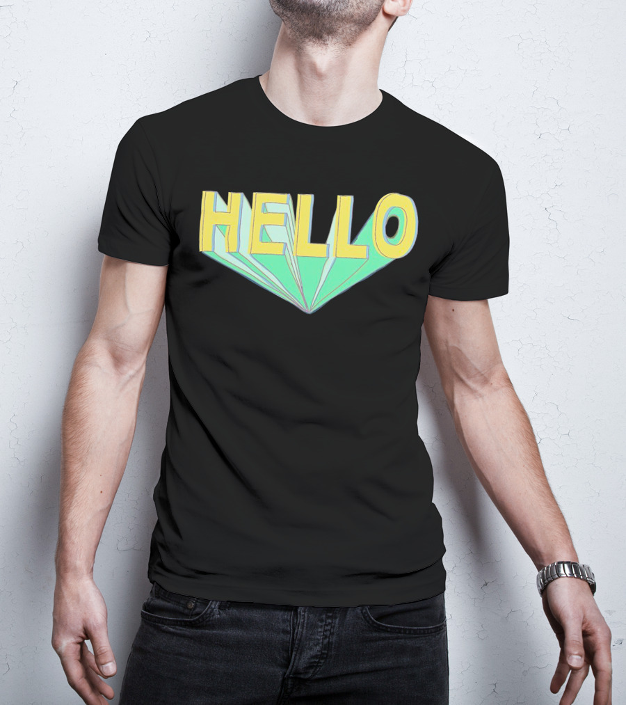 Shubble Hello Geometric 3D Text Merch T-Shirt