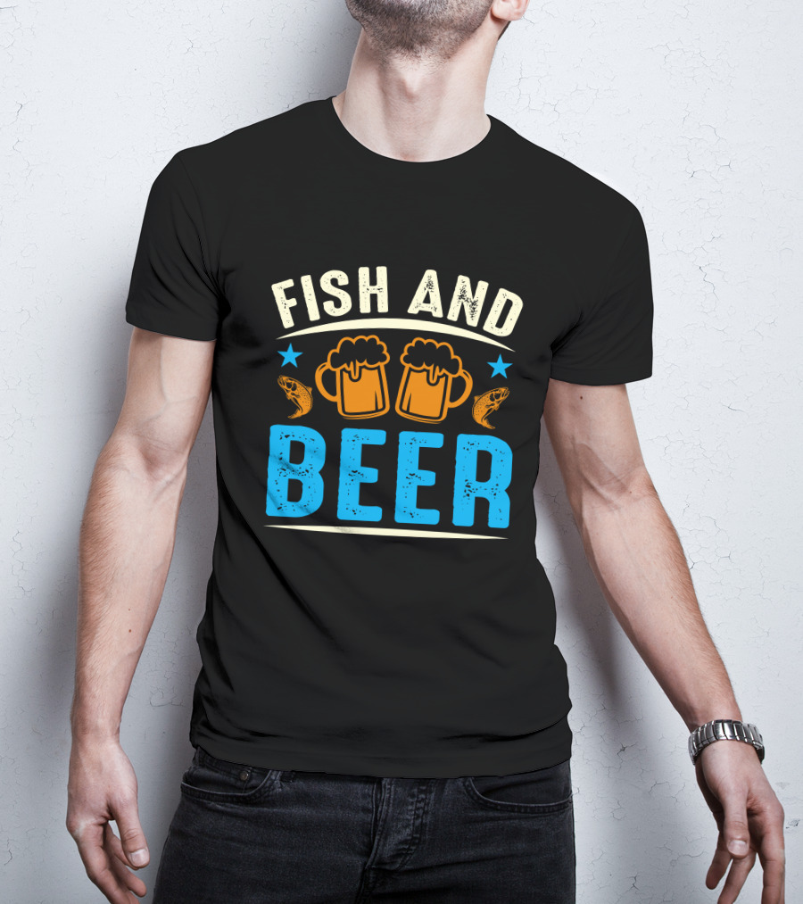 Fish And Beer Mugs With Fish And Stars T-Shirt
