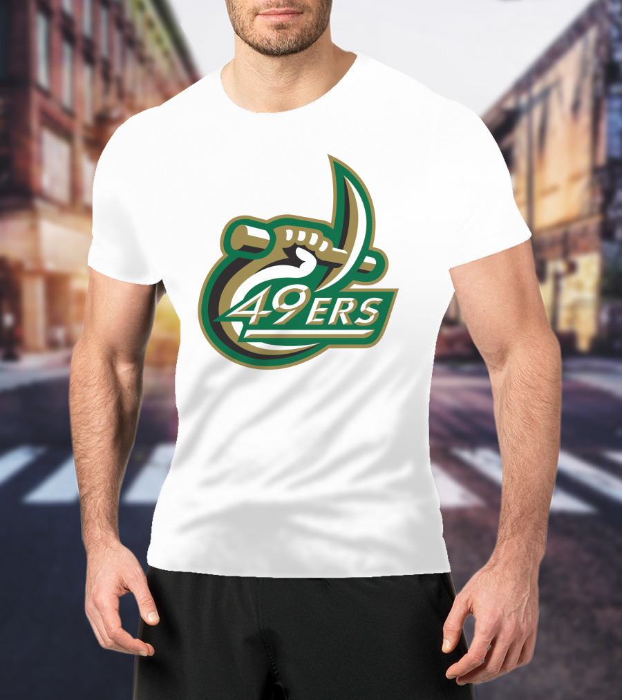 Charlotte 49ers Logo Green Gold Pickaxe Emblem T-Shirt