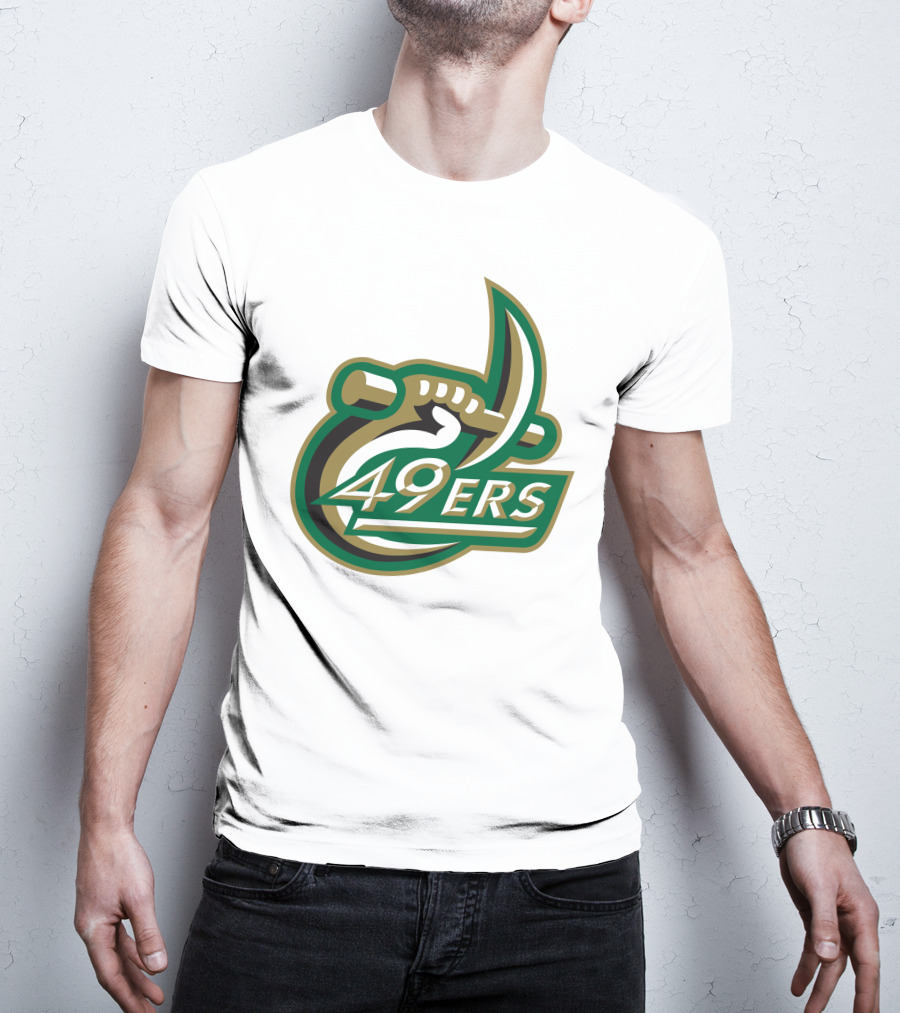 Charlotte 49ers Logo Green Gold Pickaxe Emblem T-Shirt