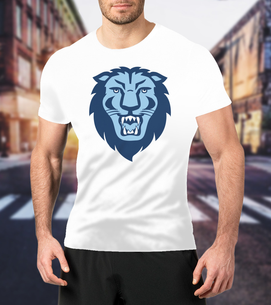 Columbia Lions Roaring Emblem Icon In Blue T-Shirt