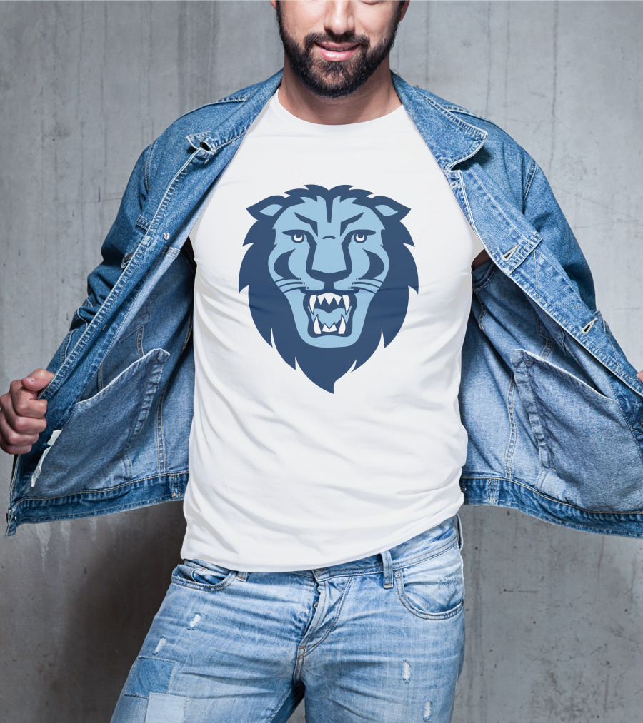 Columbia Lions Roaring Emblem Icon In Blue T-Shirt