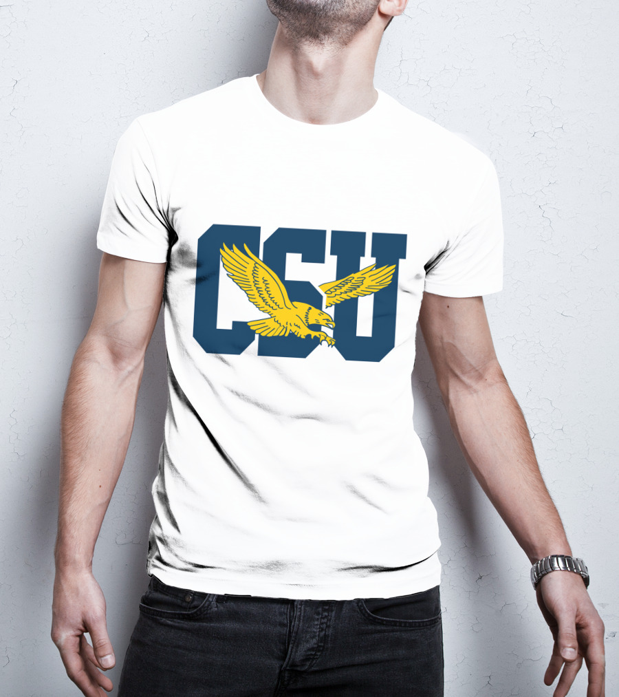 CSU Coppin State Eagles Logo Yellow Eagle Blue Letters T-Shirt