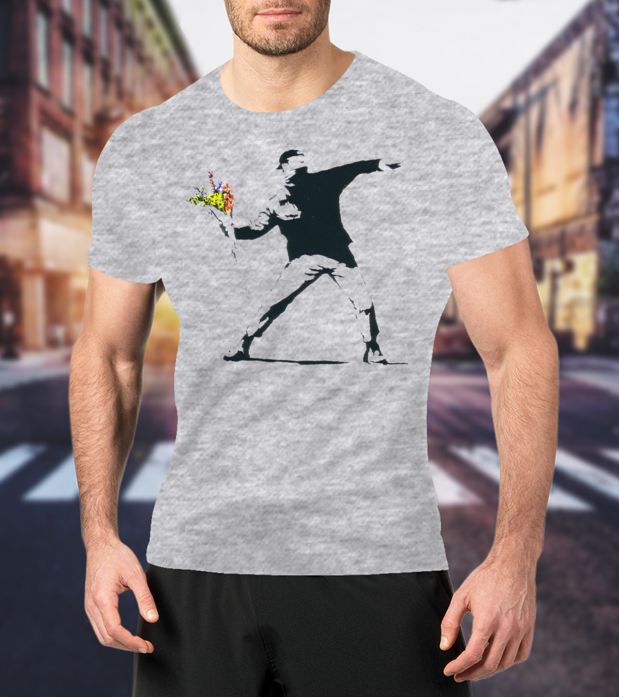 Banksy Flower Thrower Stencil T-Shirt