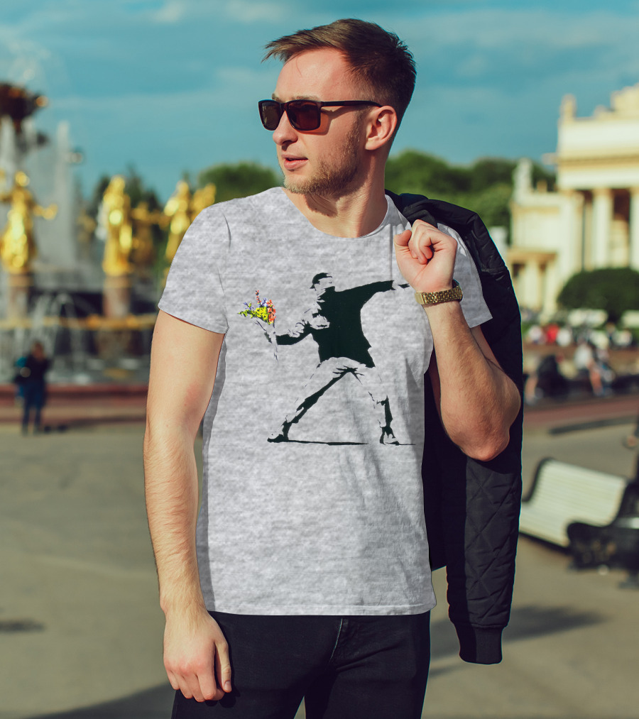 Banksy Flower Thrower Stencil T-Shirt