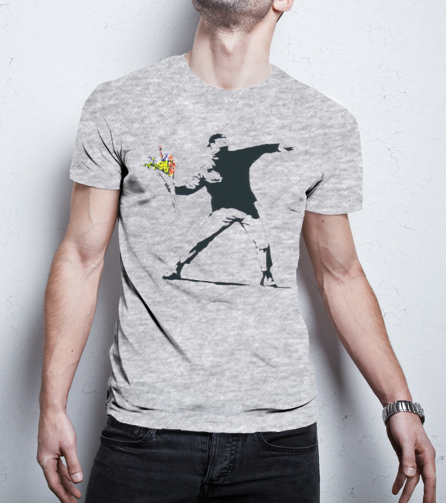 Banksy Flower Thrower Stencil T-Shirt