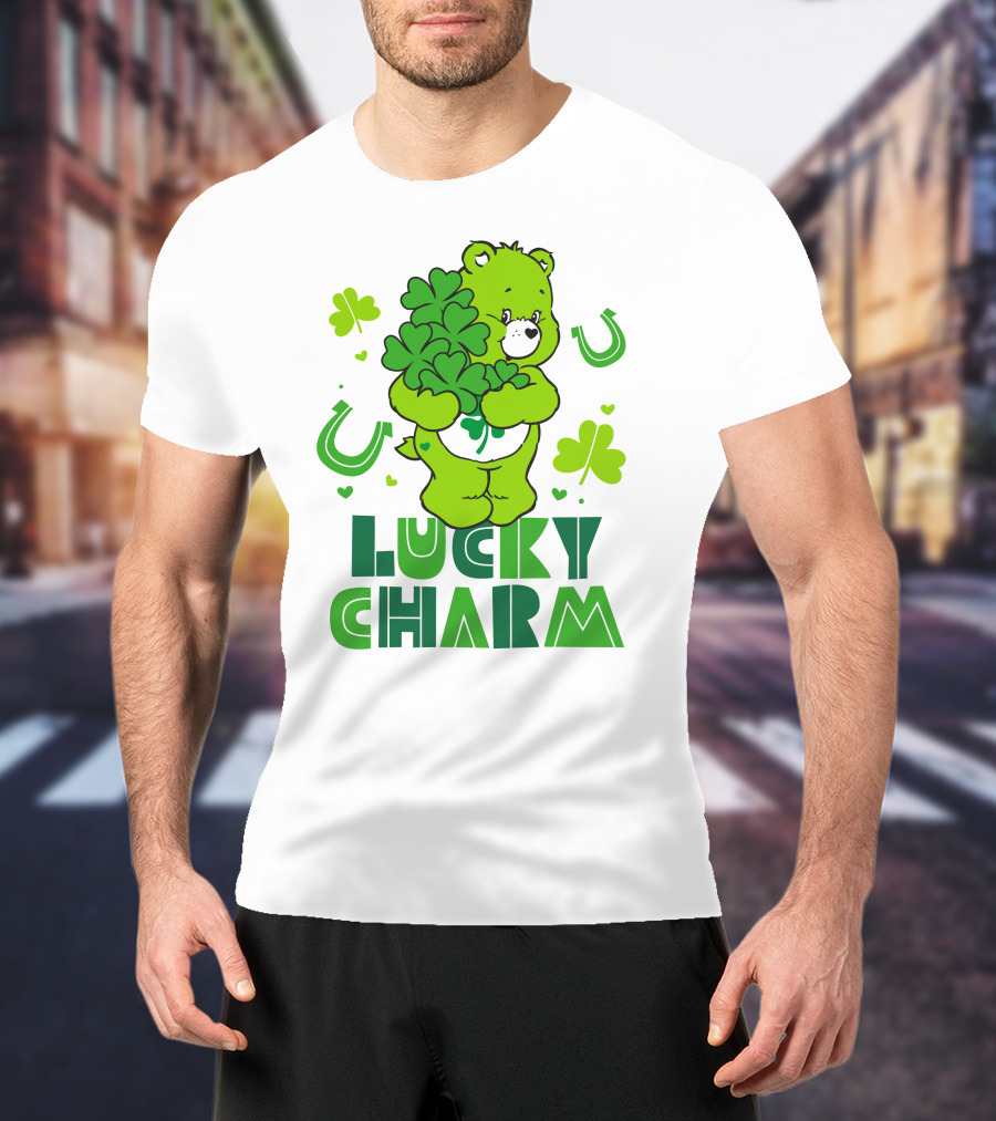 Lucky Charm Green Bear With Shamrocks And Horseshoes T-Shirt