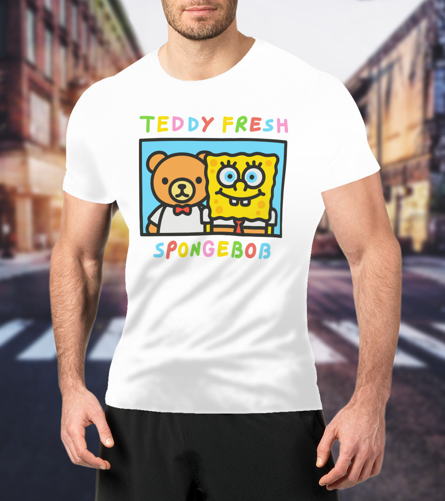 Teddy Fresh SpongeBob Bear Cartoon Collaboration T-Shirt