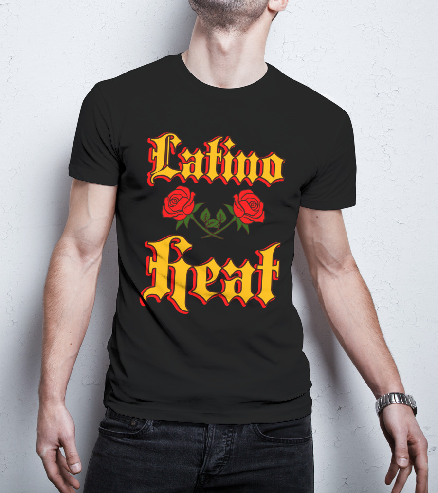 Latino Heat Red Roses Bold Font T-Shirt