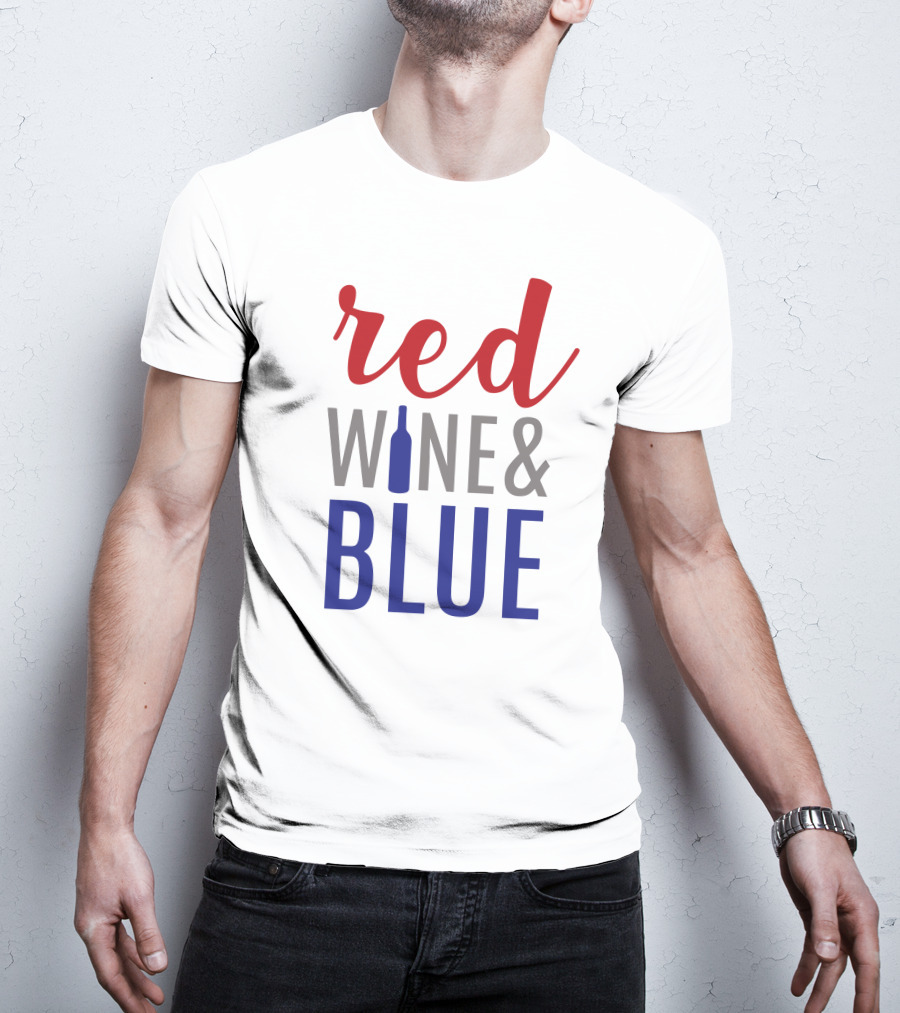 Red Wine Bottle And Blue T-Shirt