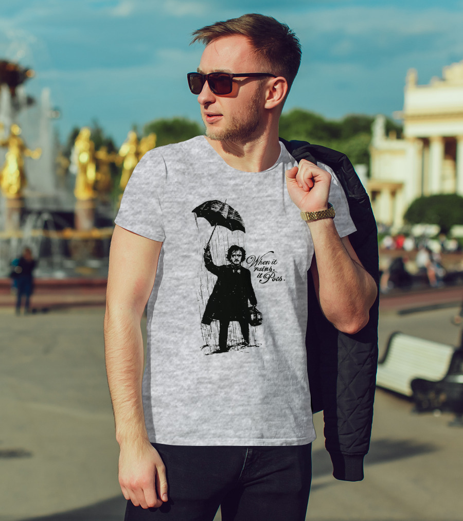 When It Rains It Poes Edgar Umbrella T-Shirt