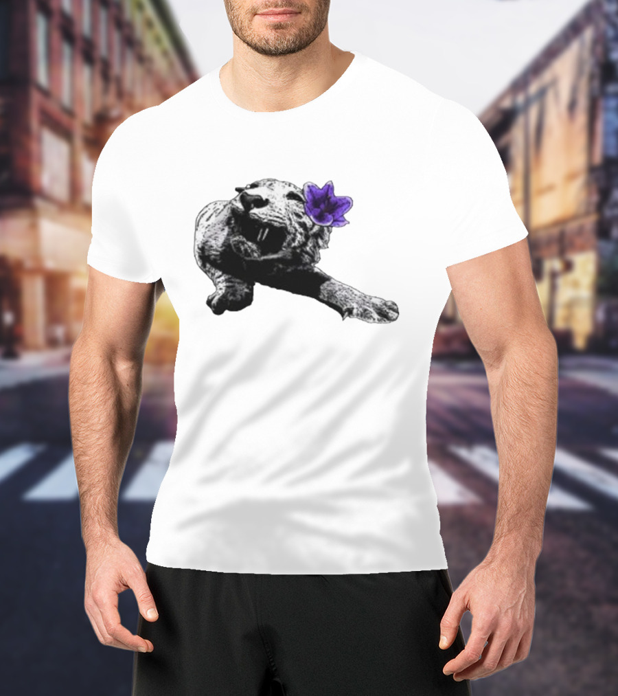 Spirit Blossom Wolf With Purple Flower T-Shirt