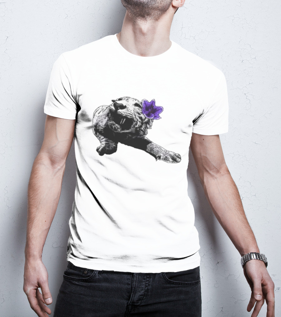Spirit Blossom Wolf With Purple Flower T-Shirt