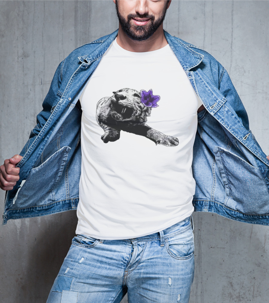 Spirit Blossom Wolf With Purple Flower T-Shirt