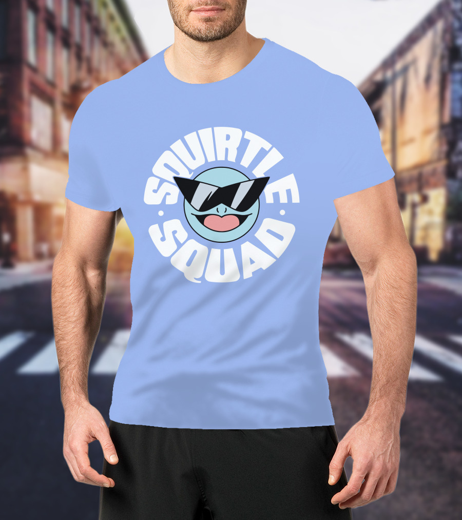 Squirtle Squad Sunglasses Icon Blue Background T-Shirt
