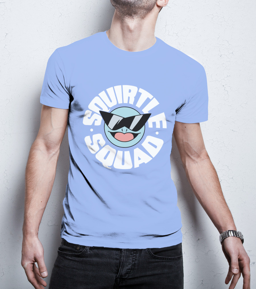 Squirtle Squad Sunglasses Icon Blue Background T-Shirt