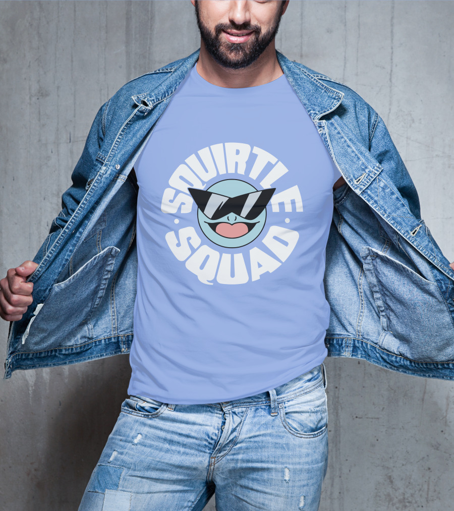 Squirtle Squad Sunglasses Icon Blue Background T-Shirt