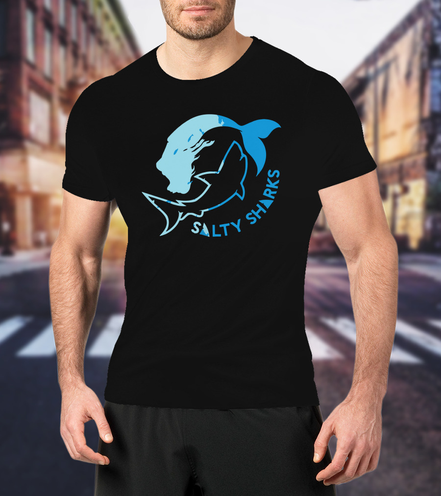 Salty Sharks Logo Blue Ocean Theme Salty Sharks T-Shirt