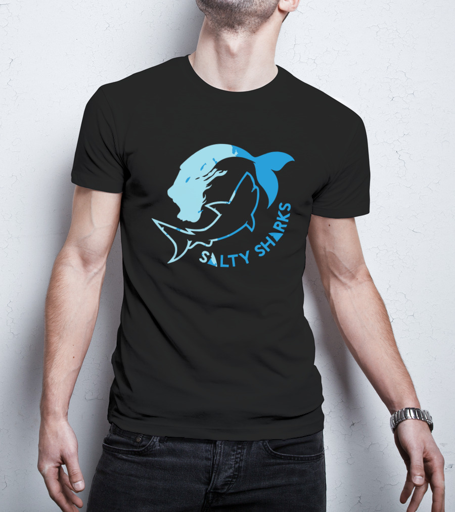 Salty Sharks Logo Blue Ocean Theme Salty Sharks T-Shirt
