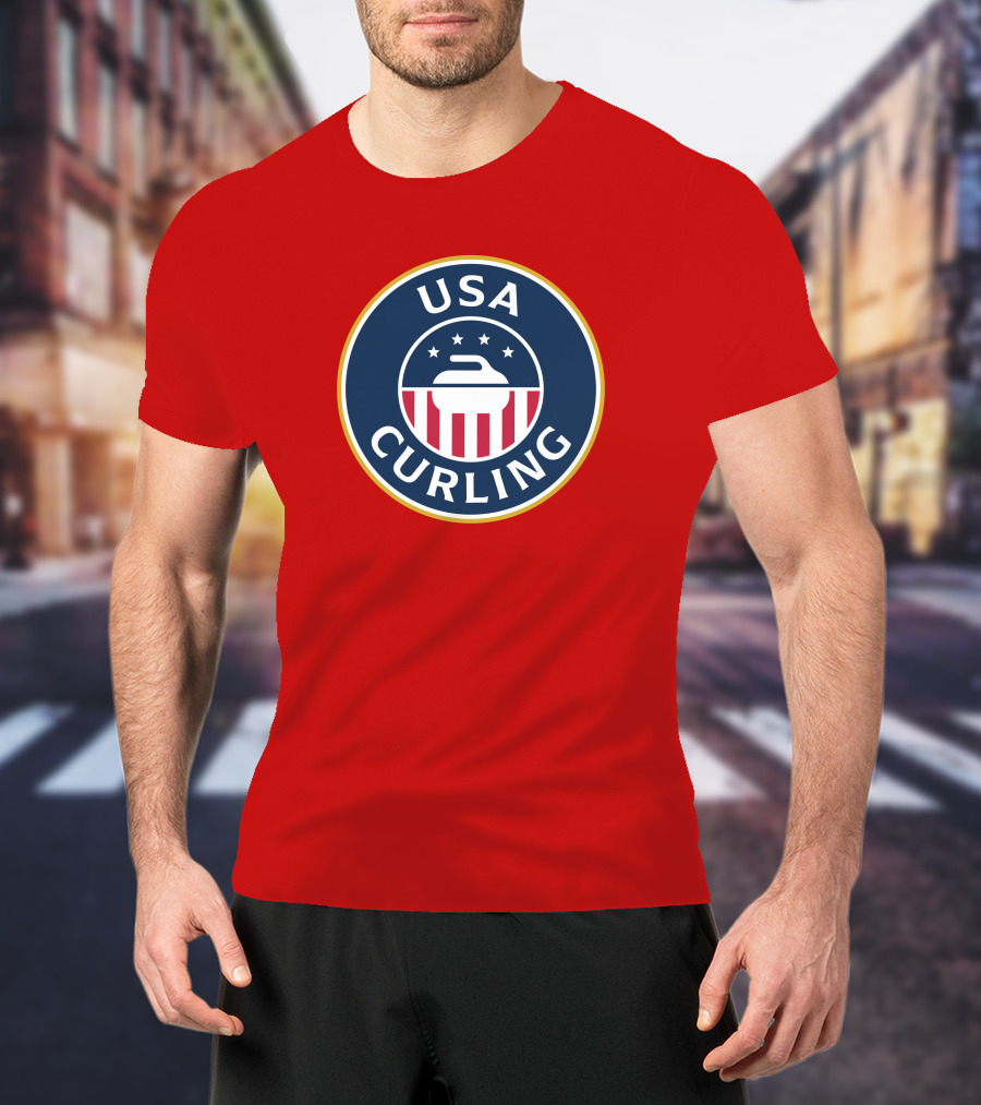 USA Curling Team Peterson Red Emblem T-Shirt