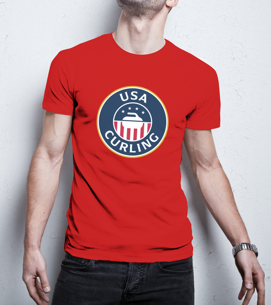 USA Curling Team Peterson Red Emblem T-Shirt