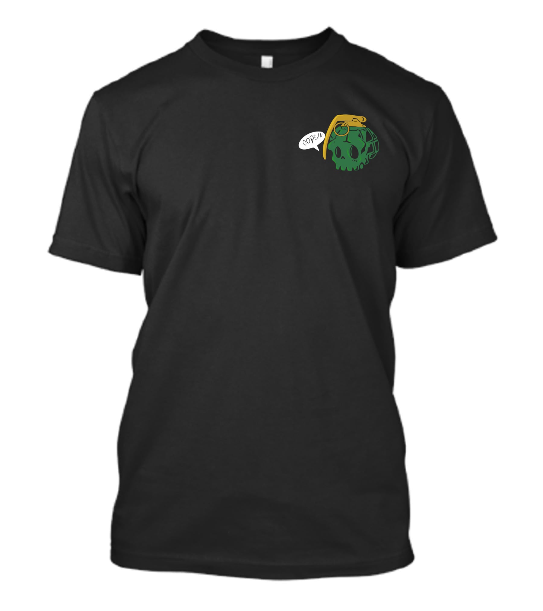 Thicc Boy Merch Oops Speech Bubble Grenade Skull Long Body T-Shirt