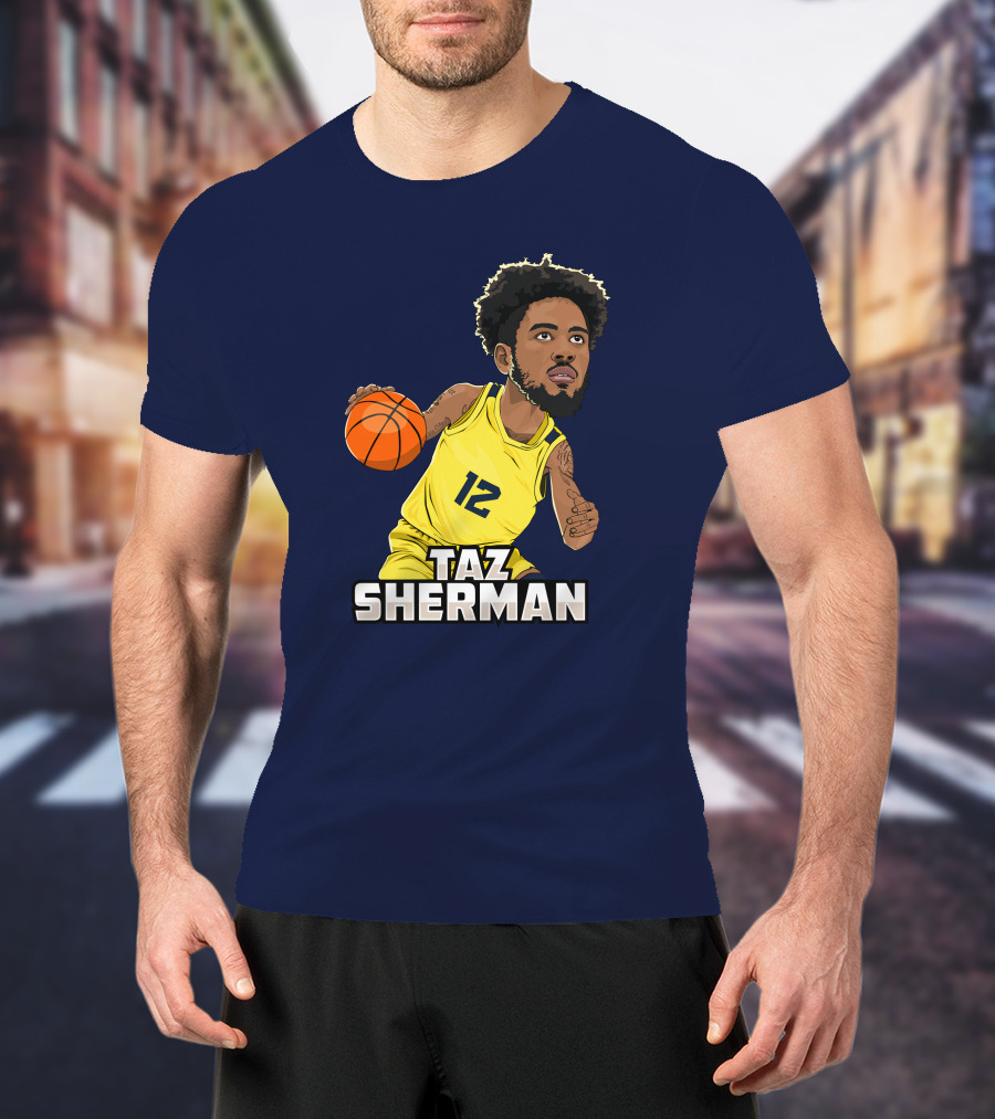 Taz Sherman Basketball Illustration 12 Lakers Jersey Players Trunk Collaboration T-Shirt