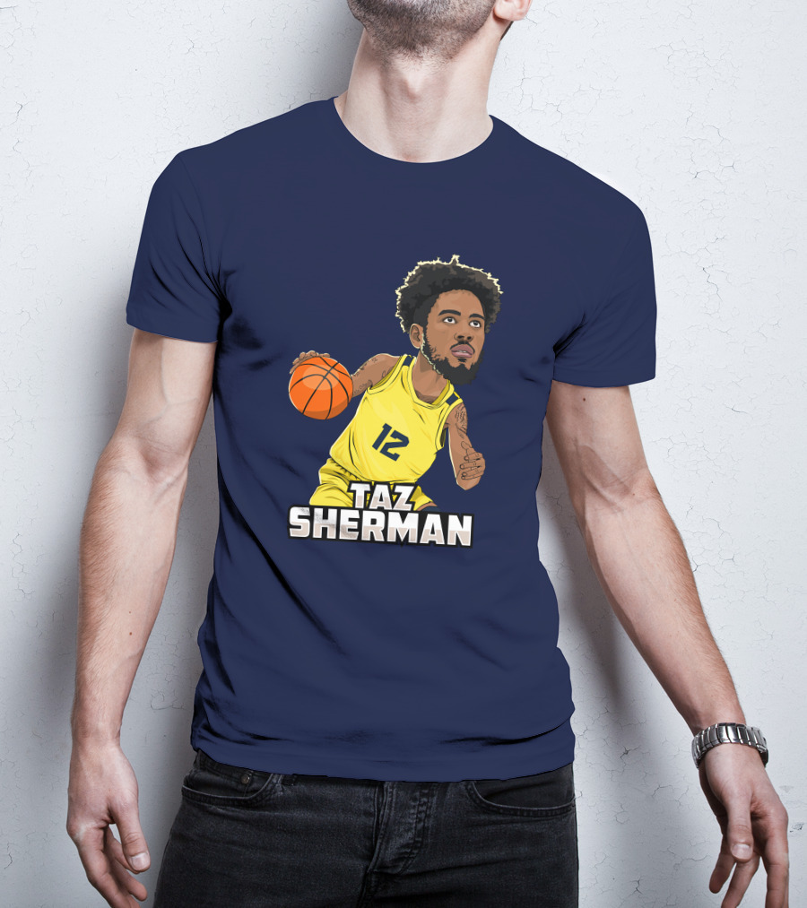 Taz Sherman Basketball Illustration 12 Lakers Jersey Players Trunk Collaboration T-Shirt