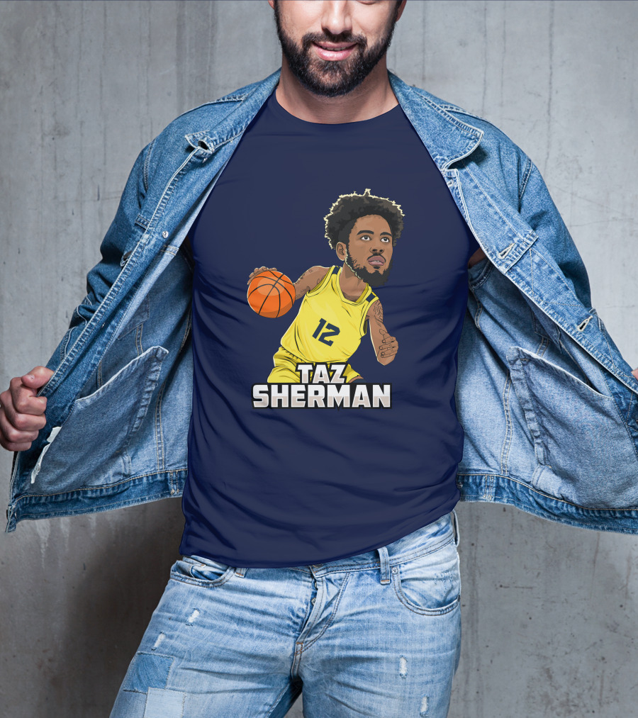 Taz Sherman Basketball Illustration 12 Lakers Jersey Players Trunk Collaboration T-Shirt