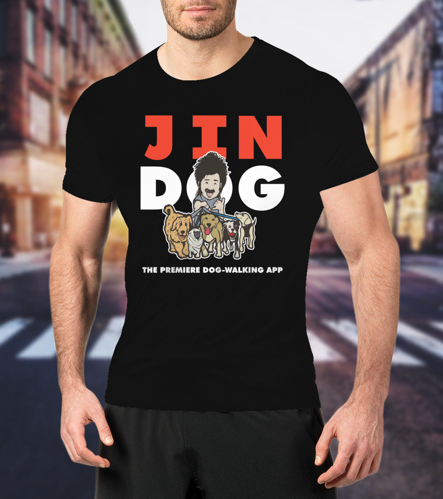 Jindog The Premiere Dog-Walking App Fun Cartoon T-Shirt