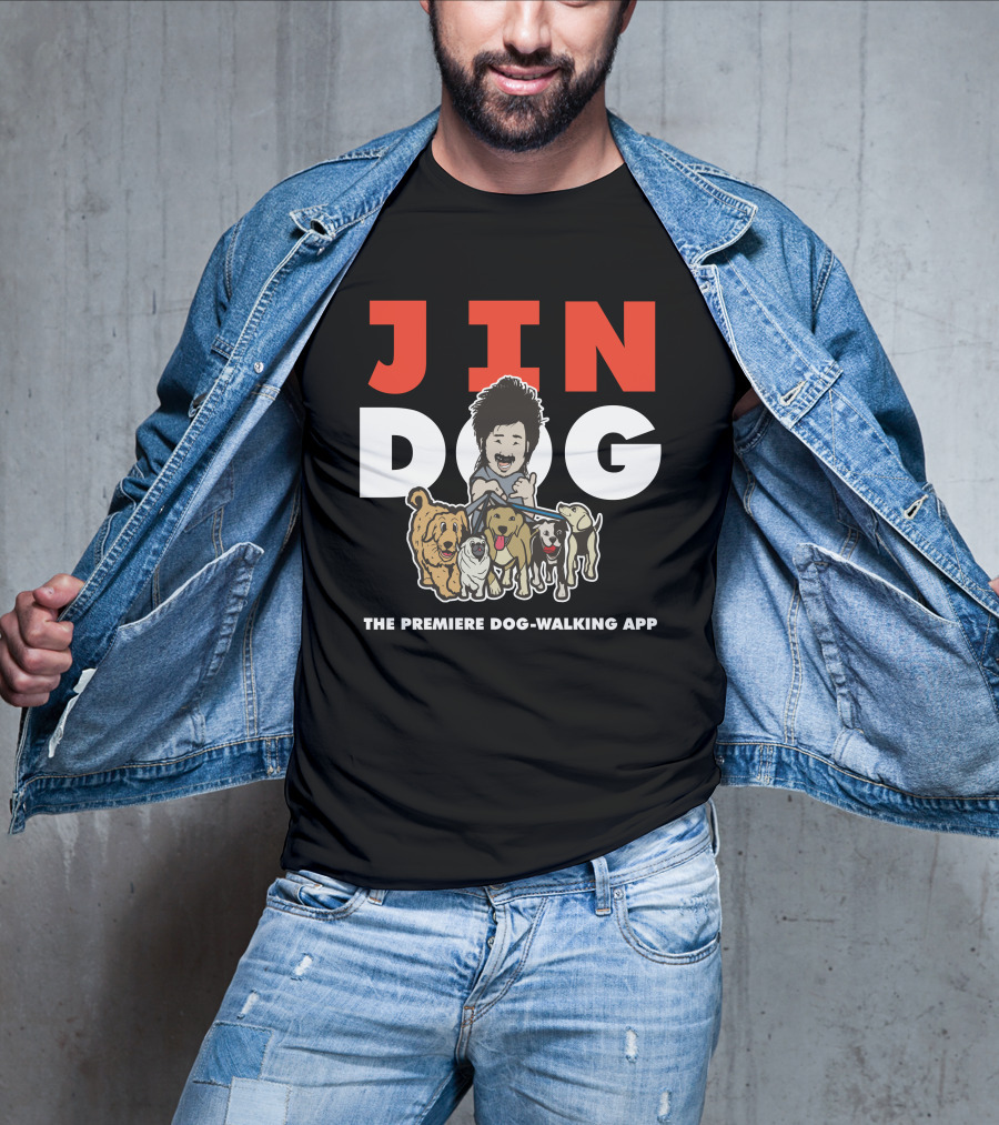 Jindog The Premiere Dog-Walking App Fun Cartoon T-Shirt