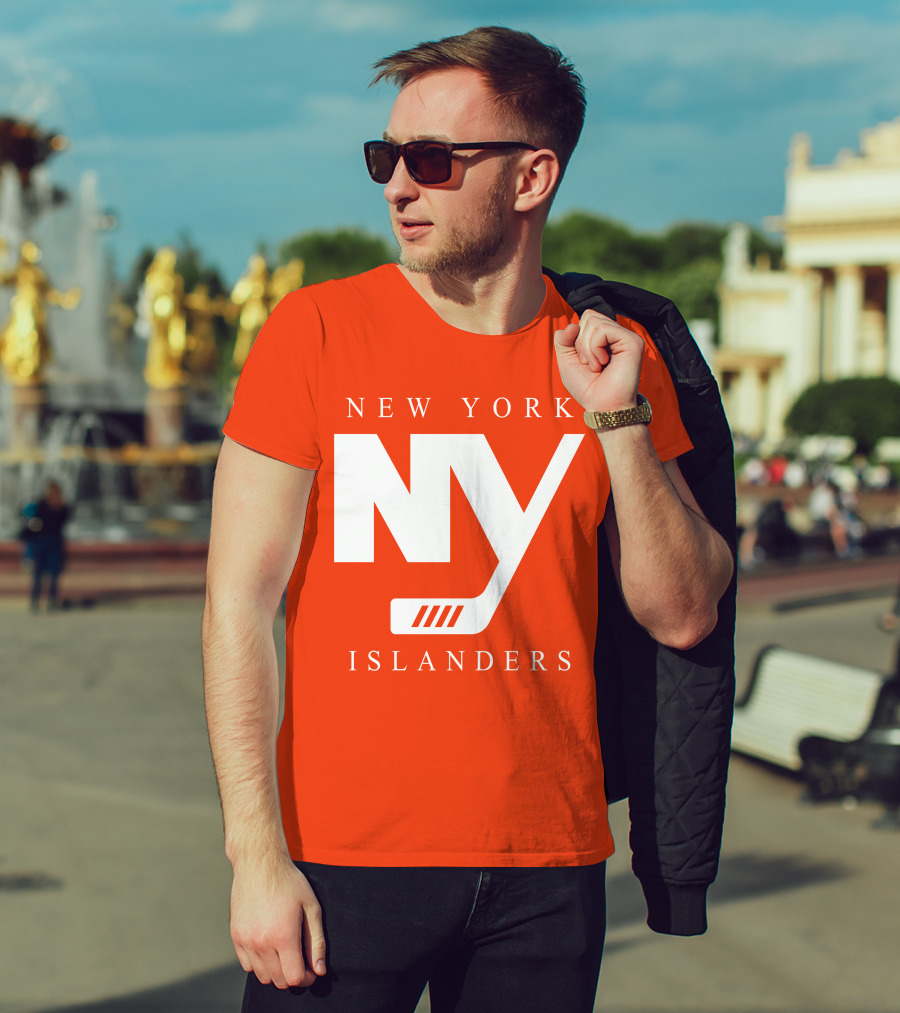 New York Islanders NY Hockey Text Stamp T-Shirt